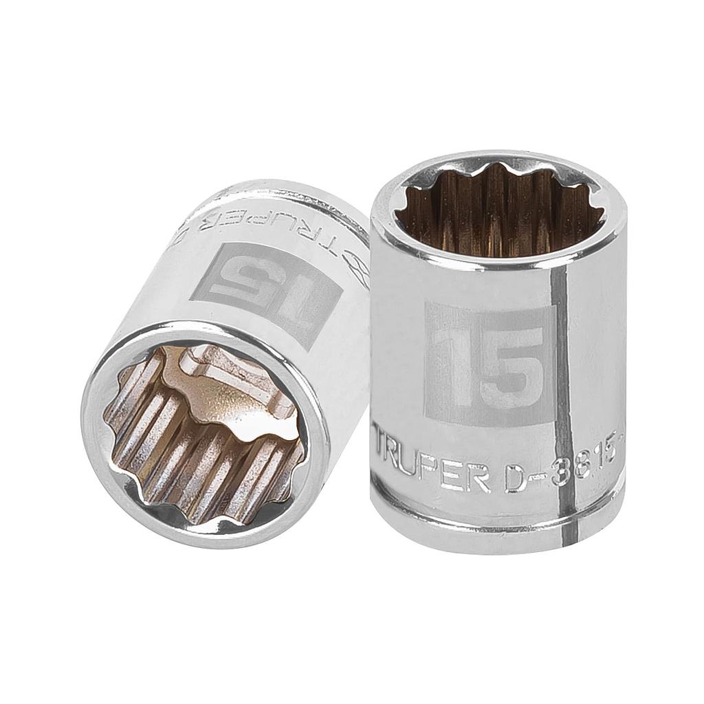 DADO CORTO 15MM 12 PUNTAS CUADRO 3/8 TRUPER