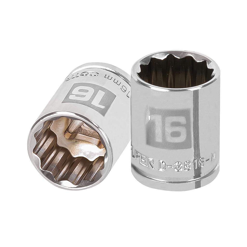 DADO CORTO 16MM 12 PUNTAS CUADRO 3/8 TRUPER