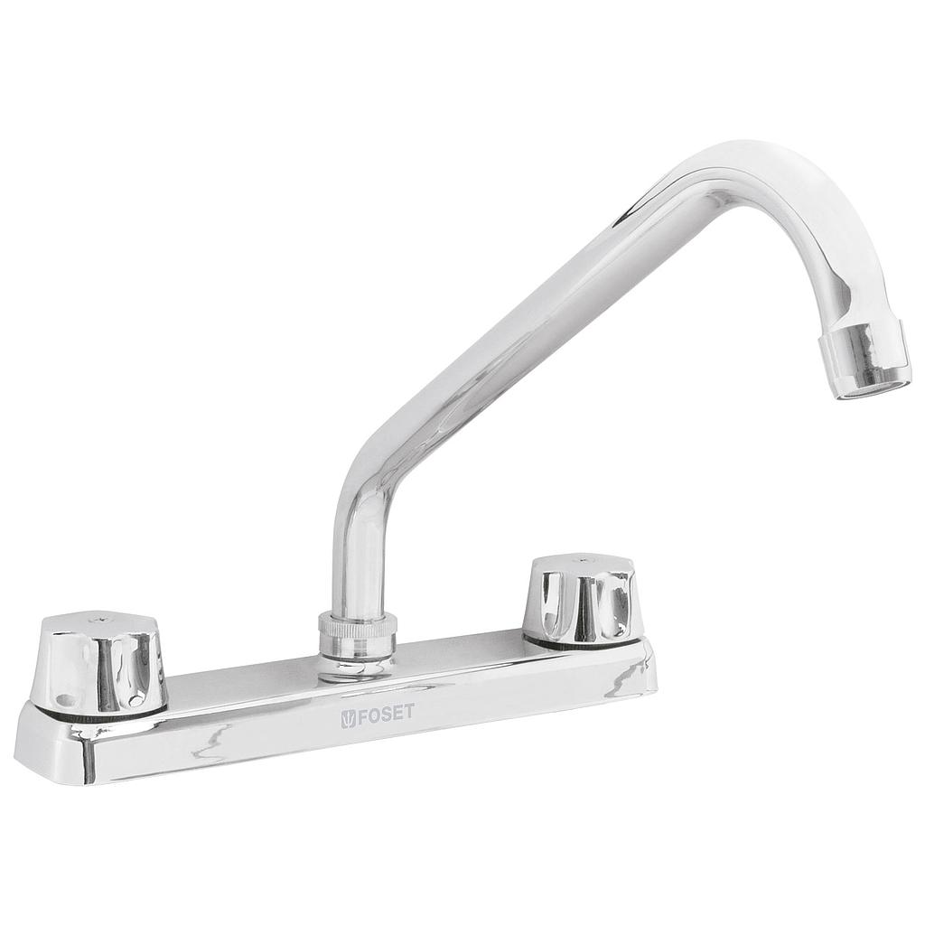 MEZCLADORA DE 8" PARA FREGADERO CROMO CUELLO LARGO COMPRESION FOSET BASIC
