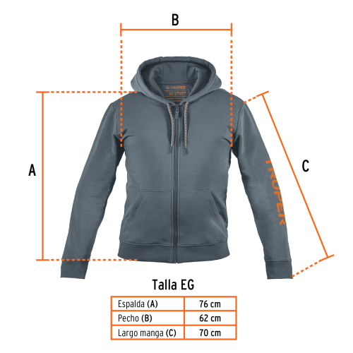 SUDADERA GRIS PARA CABALLERO TALLA XG TRUPER