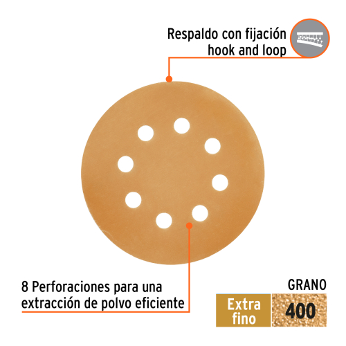 PAQUETE C/5PZ LIJA DISCO 5 G-400 CON PERFORACIONES TRUPER