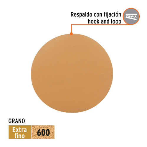 PAQUETE 5 DISCOS DE LIJA P/MADERA 5 G-600 VELCRO S/PERFORACION TRUPER