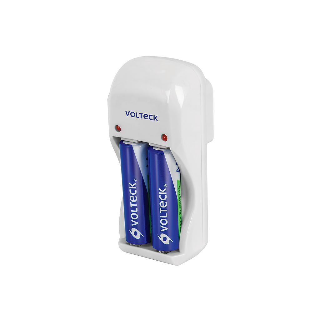 CARGADOR DE PILAS AA, AAA Y 9V, INCLUYE 2 PILAS AA VOLTECK