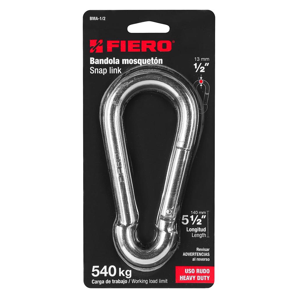 BANDOLA MOSQUETON DE ACERO DE 1/2" FIERO