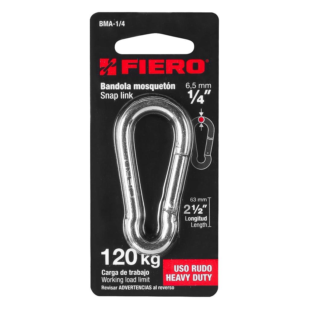 BANDOLA MOSQUETON DE ACERO DE 1/4" FIERO