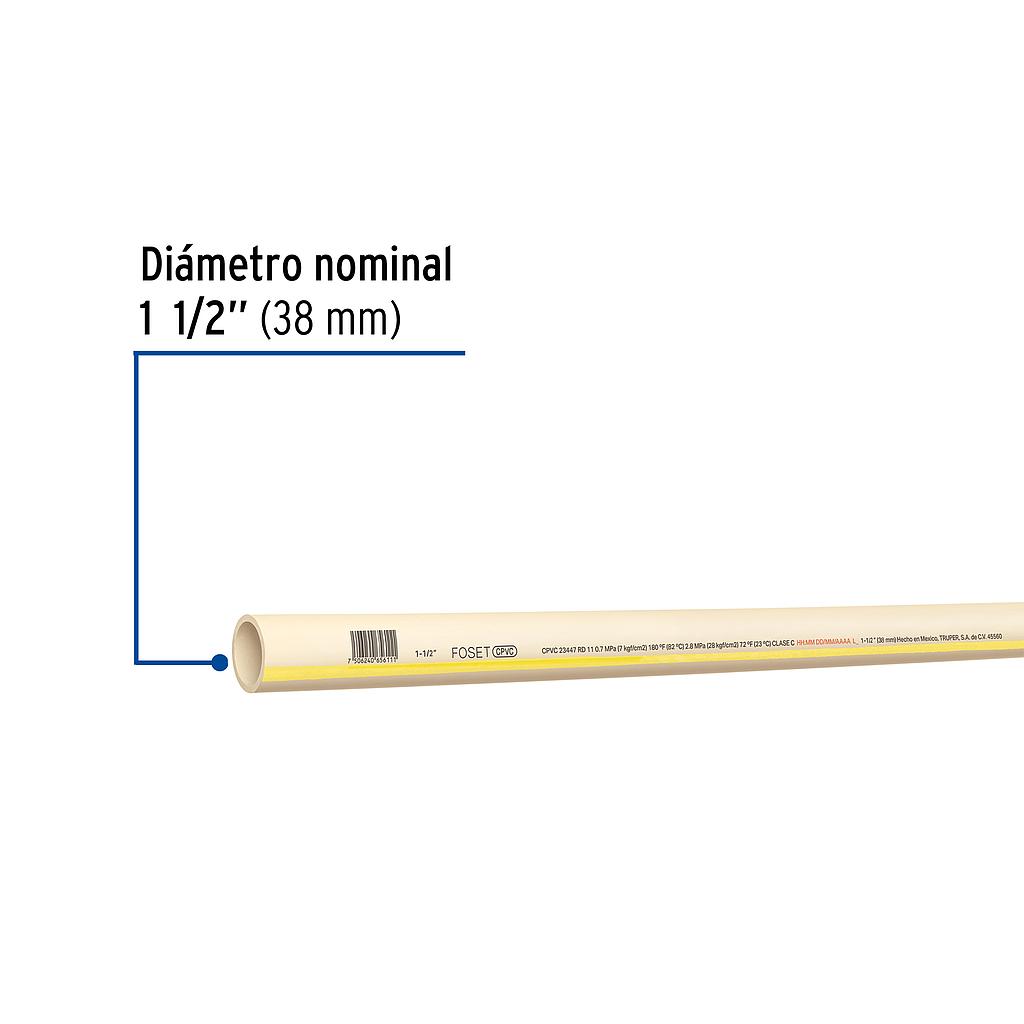 TUBO DE 1-1/2" CPVC HIDRAULICO RD 11 DE 3 m 2.1 kg FOSET