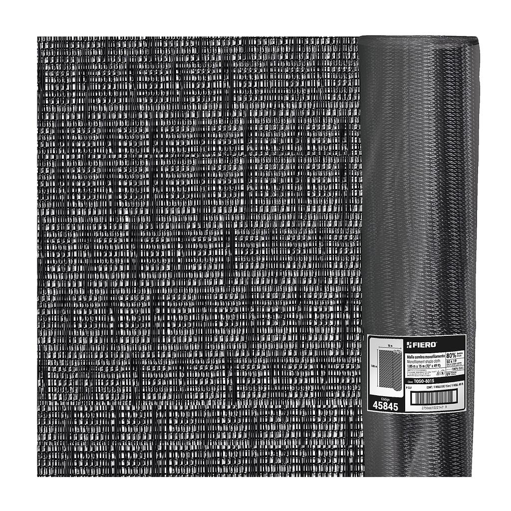ROLLO DE MALLA SOMBRA 80% MONOFILAMENTO NEGRO DE 1.85 m X 50 m FIERO