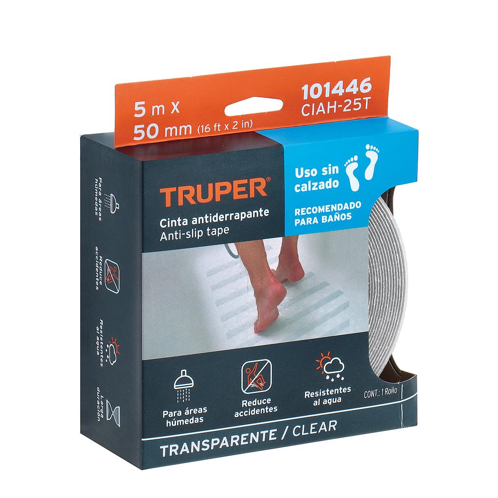 ROLLO DE 5 m CINTA ANTIDERRAPANTE TRANSPARENTE 50 mm PARA AREAS HUMEDAS