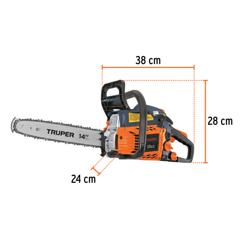MOTOSIERRA 38 CC A GASOLINA CON BARRA 14' TRUPER