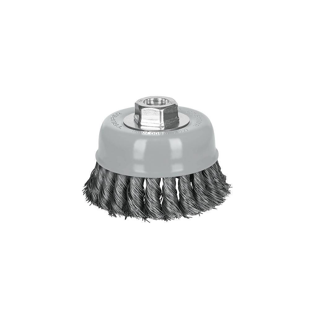 CARDA COPA 4" ALAMBRE TRENZADO FINO MULTI-ROSCA TRUPER