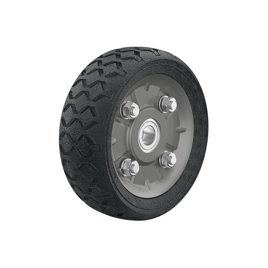 RUEDA DE HULE SÓLIDO IMPONCHABLE 6"  DOBLE BALERO  PRETUL