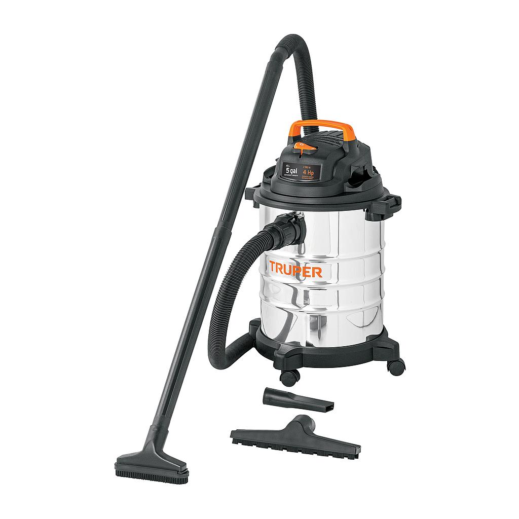 ASPIRADORA DE SOLIDOS Y LIQUIDOS, 5 GAL, ACERO INOX, TRUPER