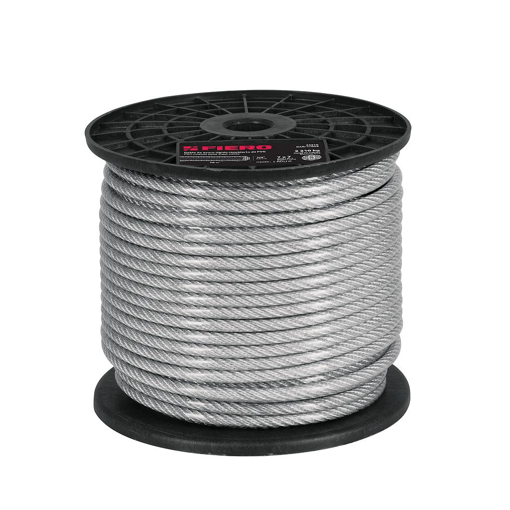 METRO DE CABLE RIGIDO DE  1/16" ACERO 7 X 7 RECUBIERTO DE PVC FIERO
