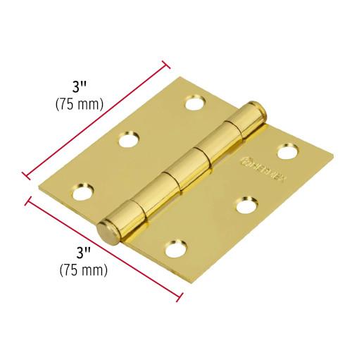 BISAGRAS CUADRADAS DE 3" LATONADO CABEZA PLANA BOLSA CON 2 pzas. HERMEX