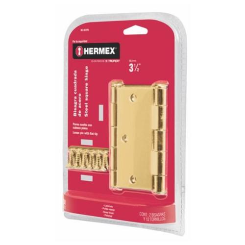 BOLSA C/2 BISAGRAS CUADRADAS 3 LATONADO HERMEX BASIC