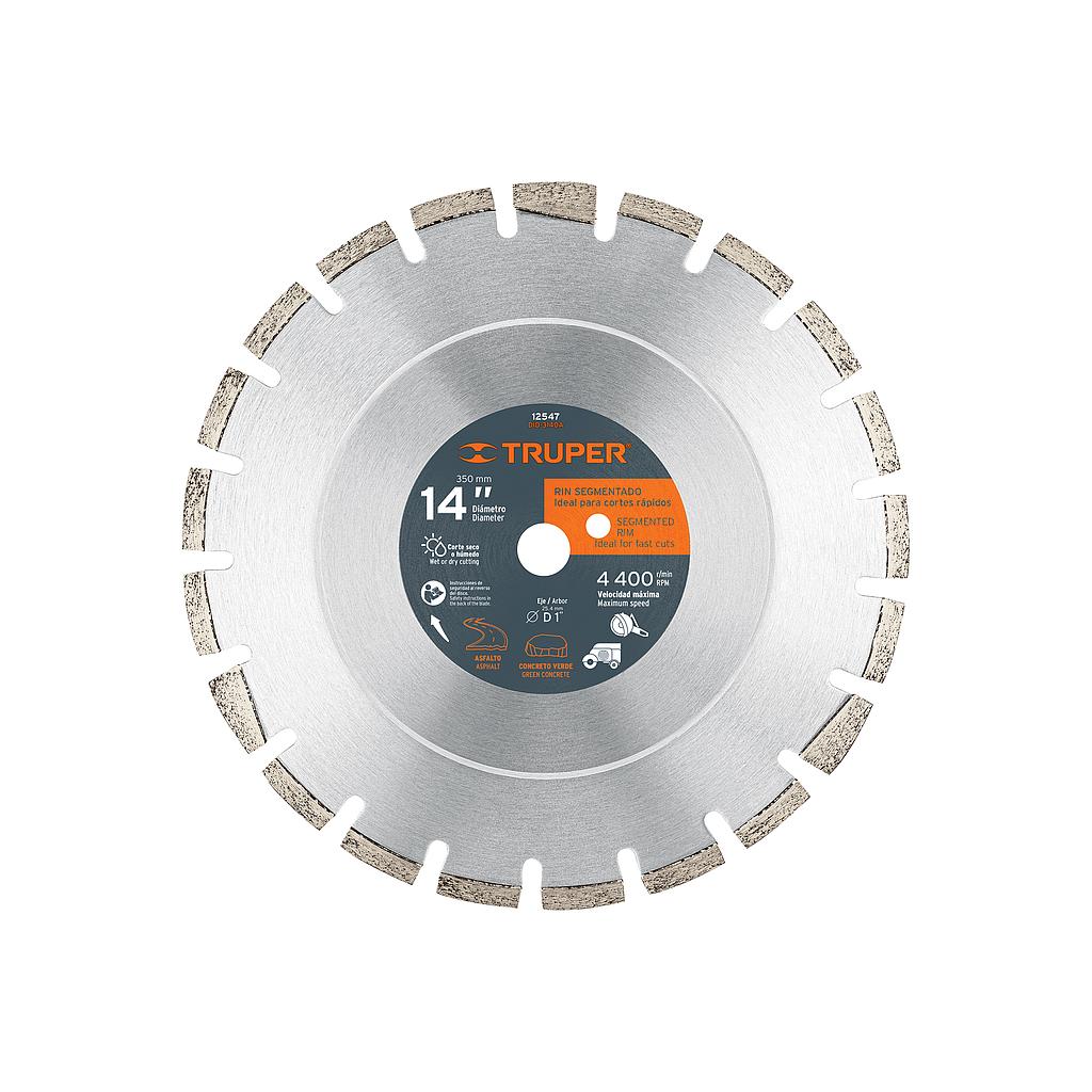 DISCO DIAMANTE DE 14 X 2.8 mm, CORTE ASFALTO Y CONCRETO