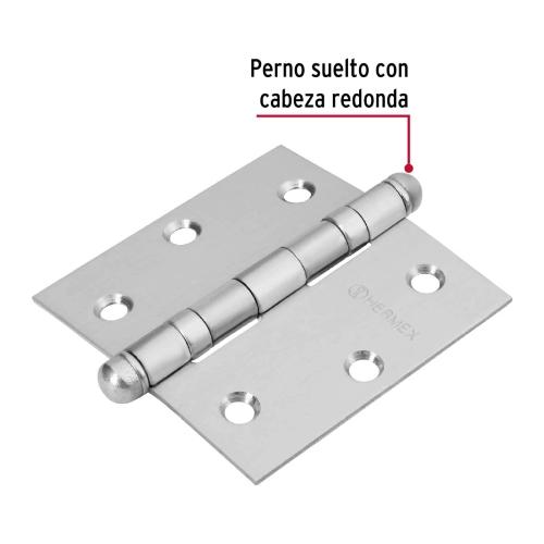 BISAGRA CUADRADA DE 2" ACERO INOXIDABLE CABEZA REDONDA HERMEX