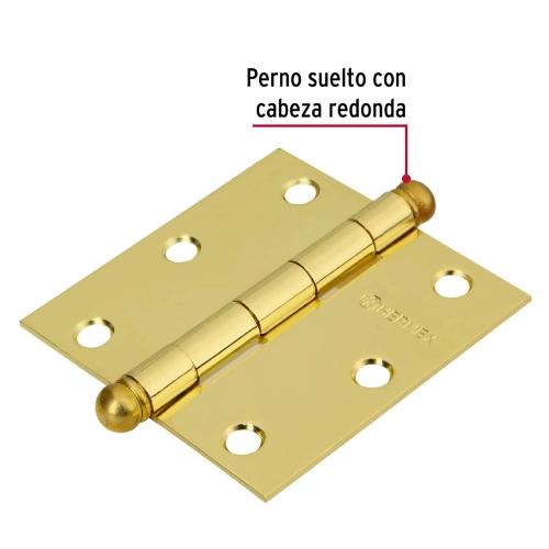 BISAGRA CUADRADA DE 3" LATONADO CABEZA REDONDA HERMEX
