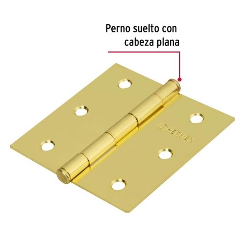BISAGRA CUADRADA DE 3" LATONADO CABEZA PLANA BASIC HERMEX