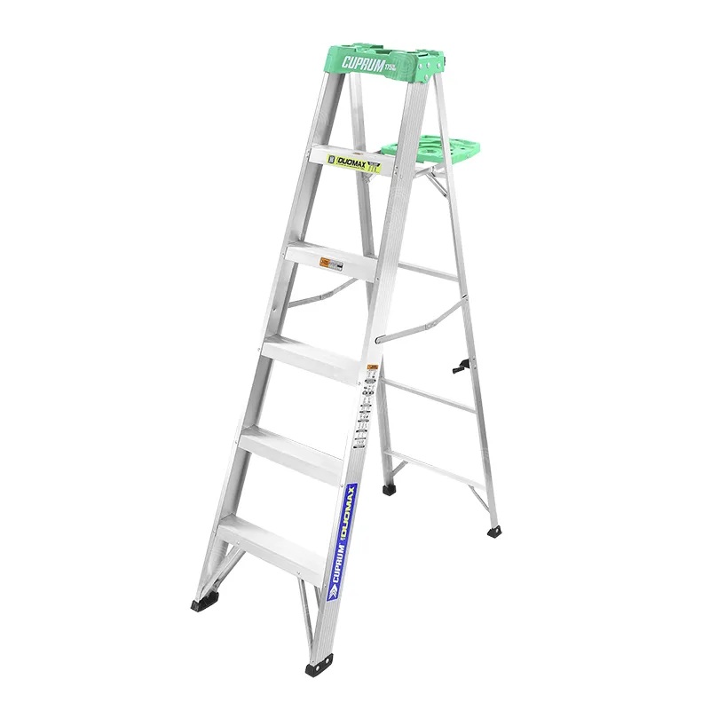 ESCALERA TIJERA DE ALUMINIO 5 PELDAÑOS TAPA VERDE CUPRUM