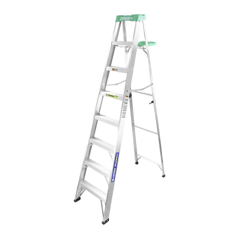 ESCALERA TIJERA DE ALUMINIO 7 PELDAÑOS TAPA VERDE CUPRUM
