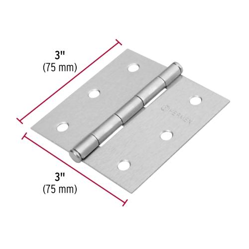 BISAGRA CUADRADA 3 SATINADO CABEZA PLANA BASIC