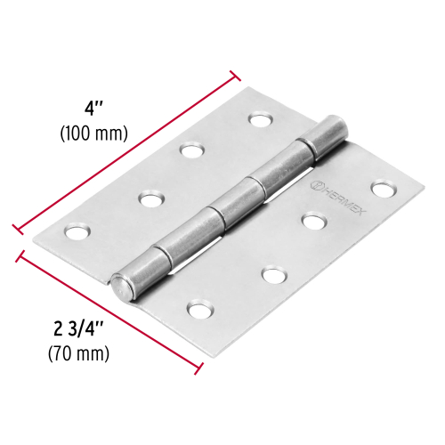 BISAGRA RECTANGULAR DE 4" ACERO PULIDO HERMEX