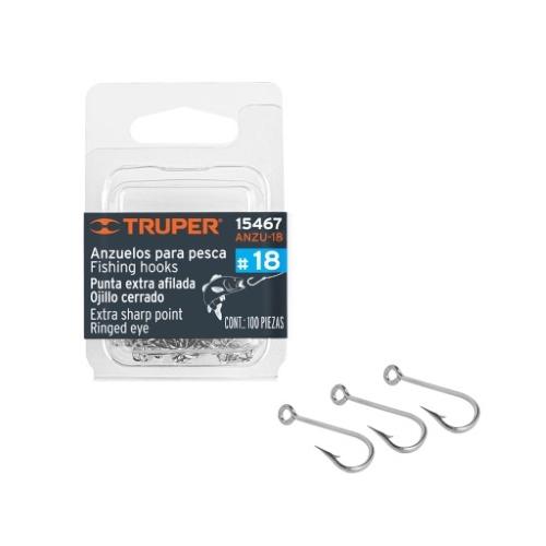 BLISTER CON 100 ANZUELOS PARA PESCA No. 18 TRUPER
