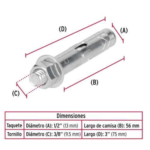 BOLSA 4 TAQUETE EXPANSIVO CON TORNILLO 3/8 FIERO
