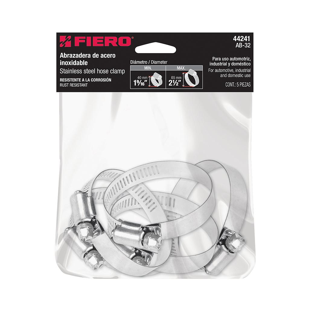 BOLSA CON 5 ABRAZADERAS SIN FIN #32 1-9/16" - 2-1/2" FIERO