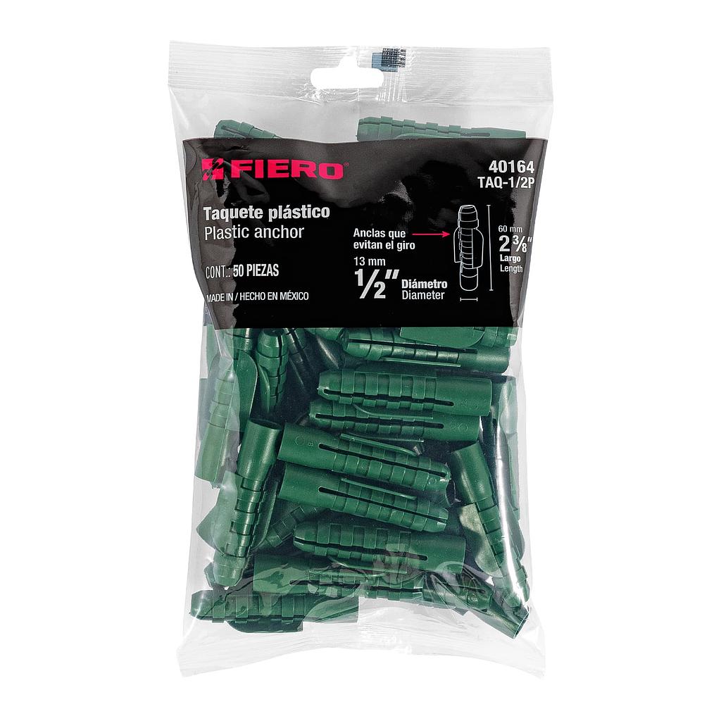 BOLSA CON 50 TAQUETES DE PLASTICO DE 1/2" FIERO