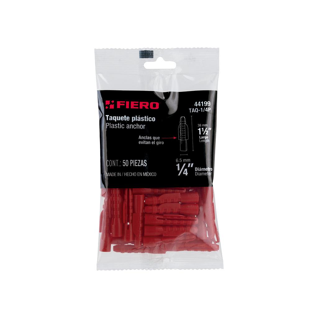 BOLSA CON 50 TAQUETES DE PLASTICO DE 1/4" FIERO