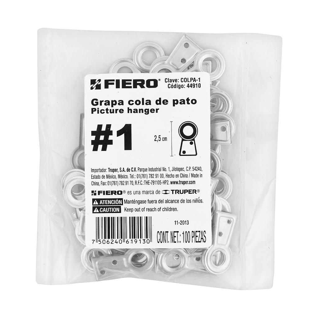 BOLSA CON 100 COLAS DE PATO #1 DE 2.5 cm ALTURA X 6.3 mm OJILLO FIERO