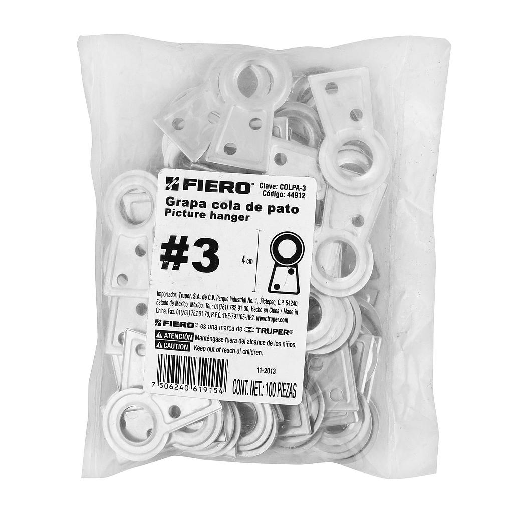 BOLSA CON 100 COLAS DE PATO #3 DE 4 cm ALTURA X 11.2 mm OJILLO FIERO