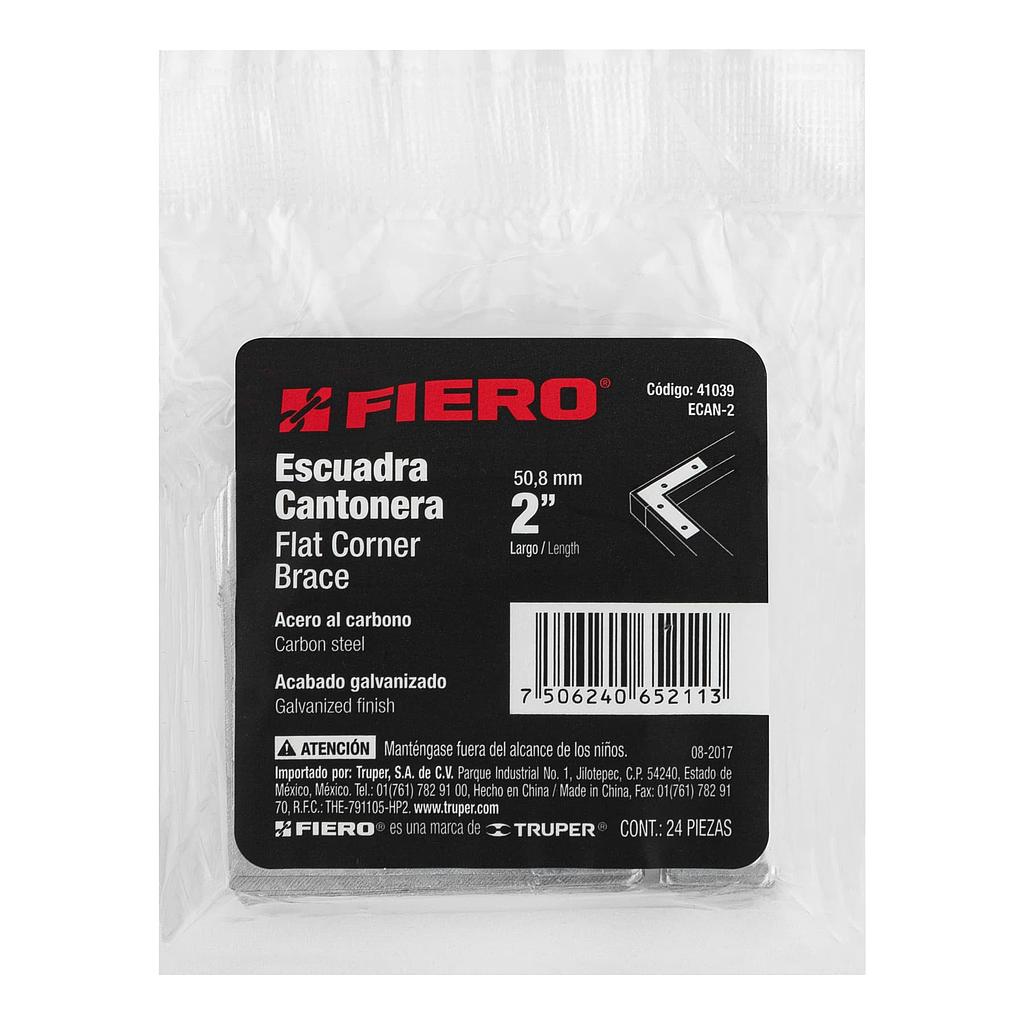 BOLSA CON 24 ESCUADRAS PLANAS CANTONERAS DE 2" X 2" FIERO