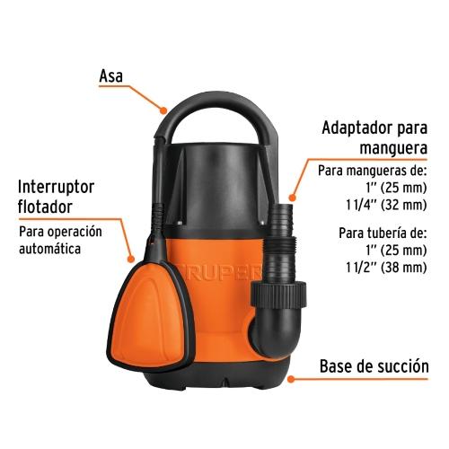 BOMBA SUMERG 1/2HP PLASTIC P/AGUA LIMPIA