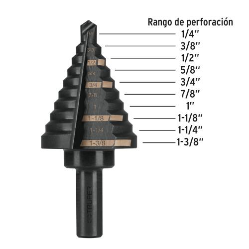 BROCA ESCALONADA 10 ESCALONES 3/8 TRUPE
