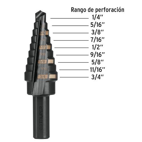 BROCA ESCALONADA 9 ESCALONES 3/8 TRUPER