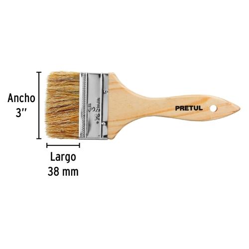 BROCHA ECONOMICA 3 MANGO MADERA PRETUL