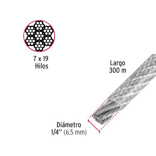 CABLE ACERO FLEXIBLE 1/4 REC PVC 7X19H