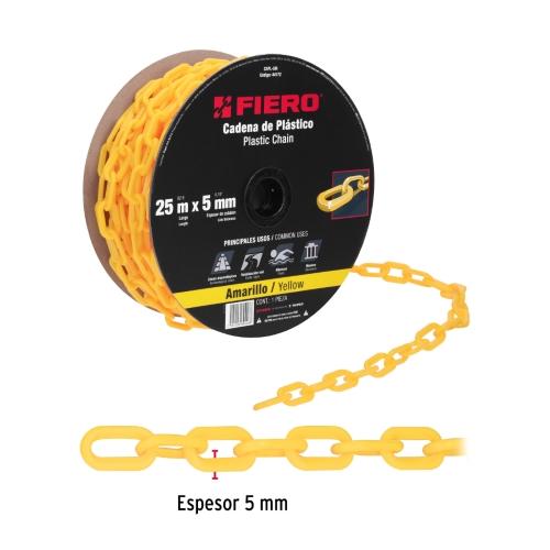 CADENA DE PLASTICO 5MM AMARILLA FIERO