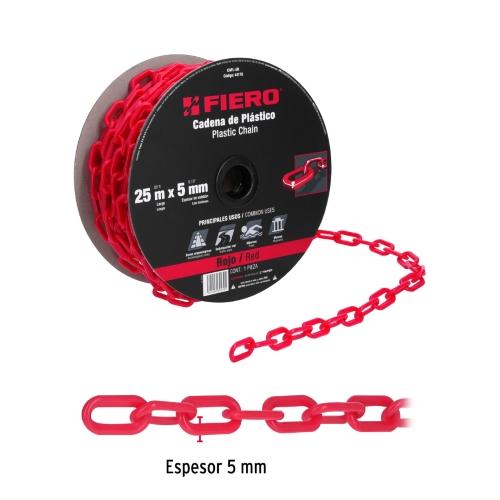 CADENA DE PLASTICO 5MM ROJO FIERO