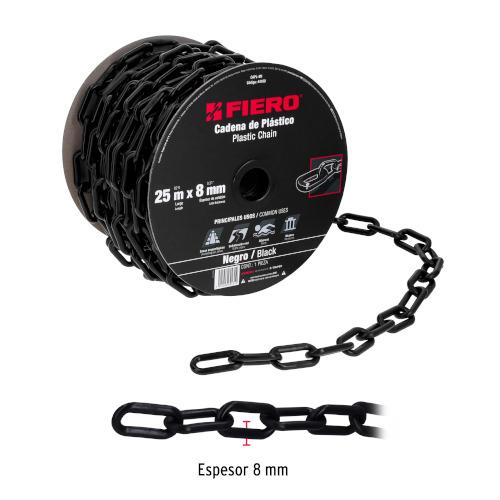 CADENA DE PLASTICO 8MM NEGRO FIERO