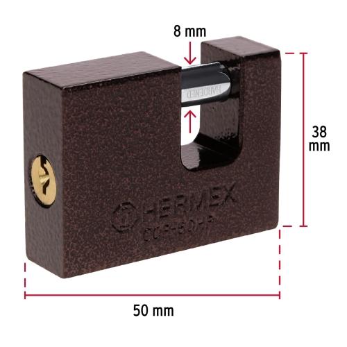 CANDADO ANTIPALANCA 50 MM CUERPO DE HIERRO HERMEX BASIC