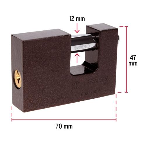 CANDADO ANTIPALANCA DE 70 mm CUERPO DE HIERRO BASIC HERMEX