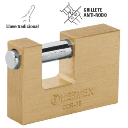 CANDADO ANTIPALANCA 75MM CUERPO DE LATON LLAVE TRADICIONAL