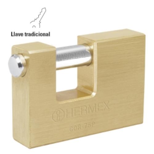 CANDADO ANTIPALANCA DE 75 mm CUERPO DE LATON BASIC HERMEX