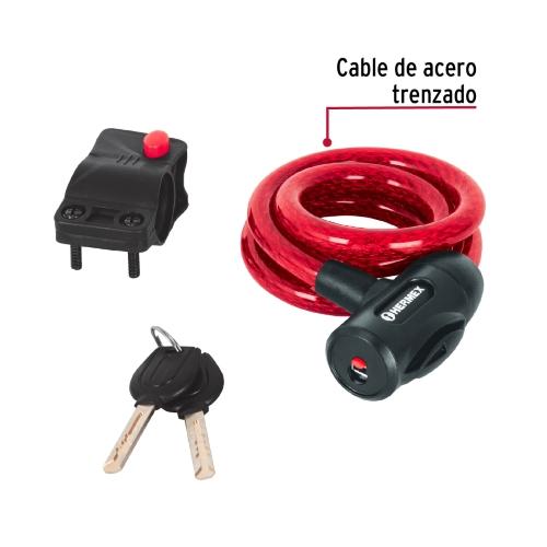 CANDADO DE CABLE CON LLAVE DE 12 mm X 1 m HERMEX