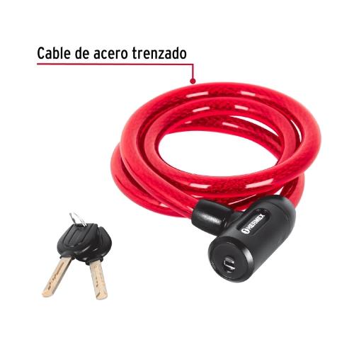 CANDADO DE CABLE CON LLAVE DE 15 mm X 1.20 m HERMEX