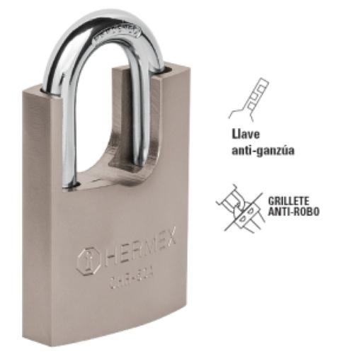 CANDADO DE HIERRO DE 50 mm CON CORAZA LLAVE DE DISCO HERMEX